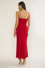 Serenella Lace Maxi Dress Red
