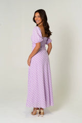 Cassandra Soft Lilac Gingham Maxi Dress