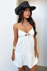 Teagan Embroidered Mini Dress - White