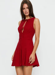 Aeryn Tie Front Mini Dress Red