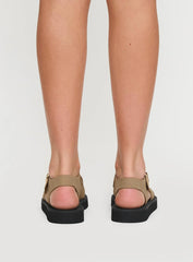 Enya Sandals Tan Faux Suede