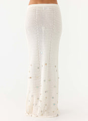 Adelaida Beaded Crochet Maxi Skirt - Ivory