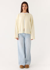Annie One Button Cardigan - Ivory Cream