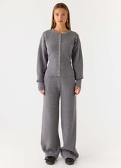 Harrison Cinched Knit Cardigan - Marle Grey