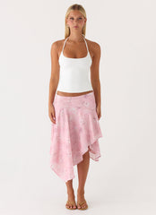 Kia Low Rise Asymmetrical Midi Skirt - Vintage Floral