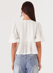 Western Wind Tie Top - White