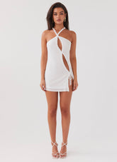 Midnight Rhapsody Ruffle Mini Dress - White