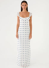 Roma Notte Maxi Dress - Porcelain Blue Polka Dot