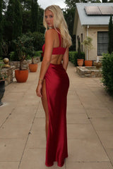 Christa Satin Maxi Dress - Burgundy