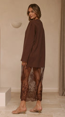 Kailey Lace Maxi Dress - Brown