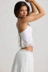 Cutwork Backless Cotton-Poplin Camisole Top In White