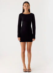 Soft Vision Knit Mini Dress Black
