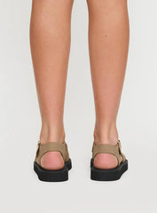 Enya Sandals Tan Faux Suede