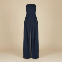 Women’S Strapless Wide-Leg Jumpsuit – Structured Bodice With Elegant Flowing Silhouette