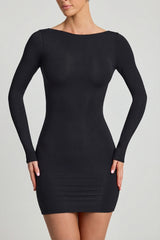 Modal Open-Back Bodycon Mini Dress In Black