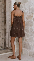 Sloane Mini Dress - Chocolate Polka