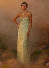 Celandine Beaded Maxi Dress - Lime