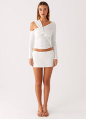 Cloud Kiss Asymmetric Long Sleeve Top - Cream