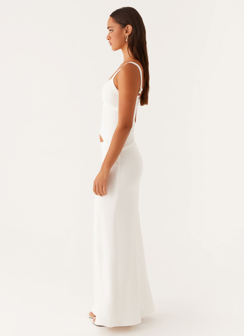 jocelyn maxi dress white Jocelyn Ruched Maxi Dress - White