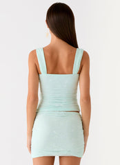 Lea Lace Mini Skirt - Blue