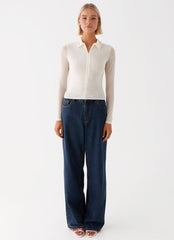 Lorna Zip Up Shirt - Ivory