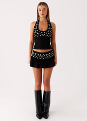 Vegas Nights Halter Neck Top - Black