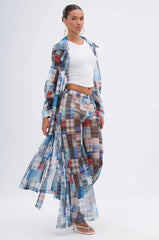 Living The Life Plaid Mesh Trench