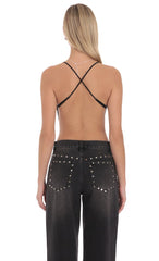 Elvion Drape Halter Top in Black