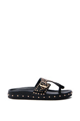 Azalea Wang Daisy Chain Studded Black Sandal