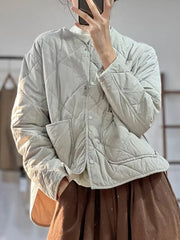Women Solid Color Loose Quilted Coats